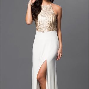 Sleeveless Long Open-Back Dress with Sequins